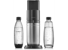 Charger l&#39;image dans la galerie, Un appareil SodaStream DUO avec deux bouteilles, une avec de l&#39;eau et une vide.
