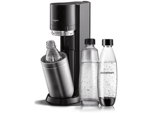 Charger l&#39;image dans la galerie, Machine à soda avec bouteilles. Machine noire avec porte-bouteilles argenté et 2 bouteilles.
