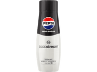 Pepsi Zero Sugar dans une bouteille SodaStream. La bouteille est noire et blanche avec le logo Pepsi Zero Sugar.
