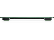 Charger l&#39;image dans la galerie, Une balance en verre sur fond blanc. La balance a un dessus vert et des pieds noirs.
