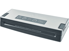 Charger l&#39;image dans la galerie, Scelleuse sous vide, argent et noir, avec boutons et étiquettes sur le dessus.
