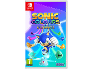 Boîtier de jeu Sonic Colours Ultimate. Présente Sonic le hérisson avec des créatures colorées sur fond bleu.