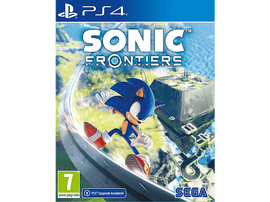 Pochette du jeu Sonic Frontiers PS4 avec Sonic courant dans un paysage futuriste.
