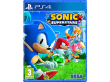 Charger l&#39;image dans la galerie, Boîtier du jeu Sonic Superstars PS4. Avec Sonic et ses amis. Couverture colorée avec une bordure bleue. Fond blanc.
