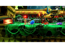 Charger l&#39;image dans la galerie, Créature bleue courant sur l&#39;herbe avec des fleurs et un bâtiment. Le ciel est nuageux.
