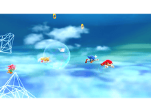 Charger l&#39;image dans la galerie, Sonic, Tails, Amy et Knuckles volant dans un ciel bleu avec des pièces.
