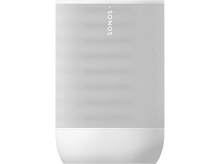 Charger l&#39;image dans la galerie, Enceinte Sonos blanche avec petits trous et logo Sonos en haut.

