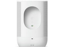 Charger l&#39;image dans la galerie, Un haut-parleur blanc avec une dépression ovale centrale. Il dispose du bouton d&#39;alimentation, du Bluetooth et d&#39;un port de charge.
