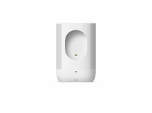 Charger l&#39;image dans la galerie, Appareil domestique intelligent blanc sur fond blanc, avec un trou et une lumière verte.
