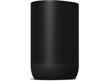 Charger l&#39;image dans la galerie, Enceinte Sonos noire de forme cylindrique. Le logo Sonos est en haut. Le bas est plus sombre.
