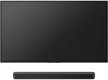 Charger l&#39;image dans la galerie, Écran de télévision noir avec barre de son en dessous, fond blanc.
