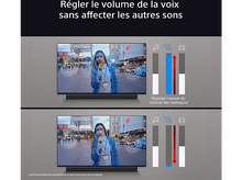 Charger l&#39;image dans la galerie, Deux images illustrant les paramètres audio de la TV. Le haut montre le réglage du volume du dialogue.
