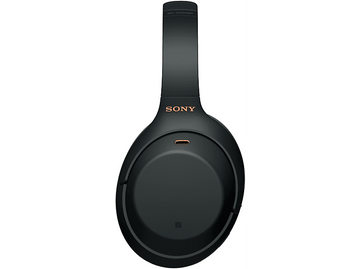 Casque noir Sony WH-1000XM4, montrant les oreillettes, le bandeau et le logo Sony.