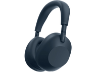 Casque Sony bleu foncé sur fond noir. Le casque est au centre, incliné vers la droite.
