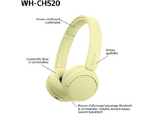 Charger l&#39;image dans la galerie, Diagramme de casque jaune avec étiquettes : arceau, écouteurs et boutons.
