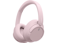 Casque Sony rose à réduction de bruit. Le logo de la marque est visible. Fond blanc.