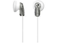 Écouteurs Sony blancs et transparents. L'écouteur gauche est visible.