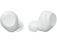 Charger l&#39;image dans la galerie, Deux écouteurs Sony blancs. Ils sont ronds avec un petit haut-parleur et un embout en silicone.
