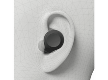 Charger l&#39;image dans la galerie, Écouteur dans une oreille, avec un contour filaire de l&#39;oreille sur fond blanc.
