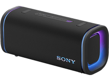 Charger l&#39;image dans la galerie, Une enceinte portable noire Sony avec des lumières colorées. Elle a un design cylindrique avec un logo.
