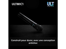 Charger l&#39;image dans la galerie, Microphone Sony noir avec fil, texte français: Conçu pour durer, avec un design antichoc.
