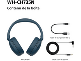 SONY WH-CH735N - Casque sans fil avec réduction de bruit - Bleu