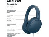 SONY WH-CH735N - Casque sans fil avec réduction de bruit - Bleu