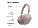 SONY WH1000XM5 Smoky Over-ear Casque sans fil avec Noise cancelling Rose
