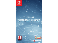 Jeu Nintendo Switch : South Park Snow Day ! sur fond bleu avec de la neige qui tombe.