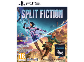 Boîte de jeu pour Split Fiction. Deux personnages se font face. L