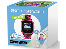 Charger l&#39;image dans la galerie, Une boîte pour une montre GPS Spotter avec une photo d&#39;une fille et la montre.
