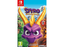 Charger l&#39;image dans la galerie, Jaquette du jeu Spyro Reignited Trilogy pour Nintendo Switch. Dragon violet Spyro avec cornes jaunes, fond flamboyant.
