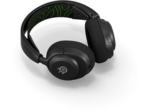 Charger l&#39;image dans la galerie, Casque de jeu noir avec un motif vert sur le bandeau.
