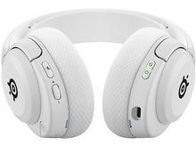 Charger l&#39;image dans la galerie, Casque blanc, vue de face, avec boutons de volume et marche/arrêt sur les côtés gauche et droit.

