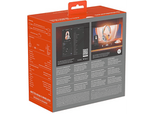 Charger l&#39;image dans la galerie, Une boîte orange et blanche avec des détails et des images du produit, vue en angle, fond blanc.
