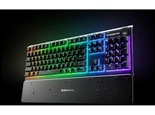 Charger l&#39;image dans la galerie, Clavier de jeu noir avec touches rétro-éclairées aux couleurs de l&#39;arc-en-ciel.
