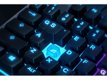 Charger l&#39;image dans la galerie, Gros plan sur un clavier avec des touches bleues éclairées, les touches Q, S et E sont mises en évidence.
