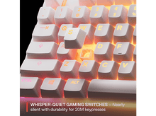 Charger l&#39;image dans la galerie, Gros plan sur un clavier blanc avec des touches éclairées colorées.
