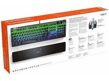 Charger l&#39;image dans la galerie, Boîte de clavier SteelSeries, clavier avec lumières RVB et repose-poignet.
