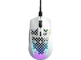 Souris gaming blanche avec motif en nid d