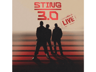 Couverture de l'album Sting 3.0, silhouettes de trois hommes sur fond rayé rouge.