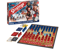 Charger l&#39;image dans la galerie, Jeu de société Stratego avec des pièces installées et des cartes de bataille.
