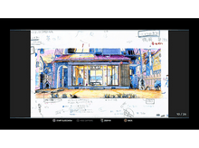 Charger l&#39;image dans la galerie, Illustration d&#39;un restaurant japonais avec des personnes et des écritures, avec un
