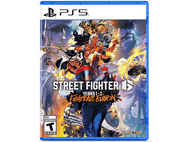 Une boîte de jeu avec un bord bleu. La couverture présente plusieurs personnages avec le texte 'STREET FIGHTER'.
