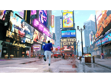 Charger l&#39;image dans la galerie, Un homme court dans une rue de la ville. Des enseignes au néon et des bâtiments en arrière-plan. Le pavé mouillé reflète la lumière.
