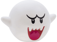 Charger l&#39;image dans la galerie, Fantôme de dessin animé blanc, Boo, avec bouche rouge et deux crocs. Yeux et sourcils noirs.
