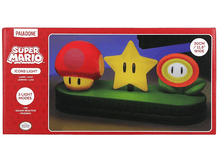 Charger l&#39;image dans la galerie, Boîte Super Mario Icons Light avec un champignon rouge, une étoile jaune et une lumière fleur.
