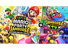 Charger l'image dans la galerie, Illustration de la boîte de jeu Super Mario Party Jamboree. Des personnages de la série Mario sont sur la couverture avec le titre du jeu.
