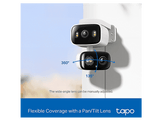 TAPO Caméra de sécurité intérieure/extérieure C246D avec double objectif et fonction panoramique/inclinaison