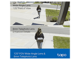 TAPO Caméra de sécurité intérieure/extérieure C246D avec double objectif et fonction panoramique/inclinaison
